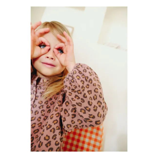 Blusa Hazel Leopard Gasa de algodón | Malva