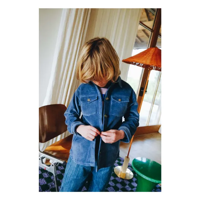 Oscar Surchemise aus geripptem Veloursleder | Blau