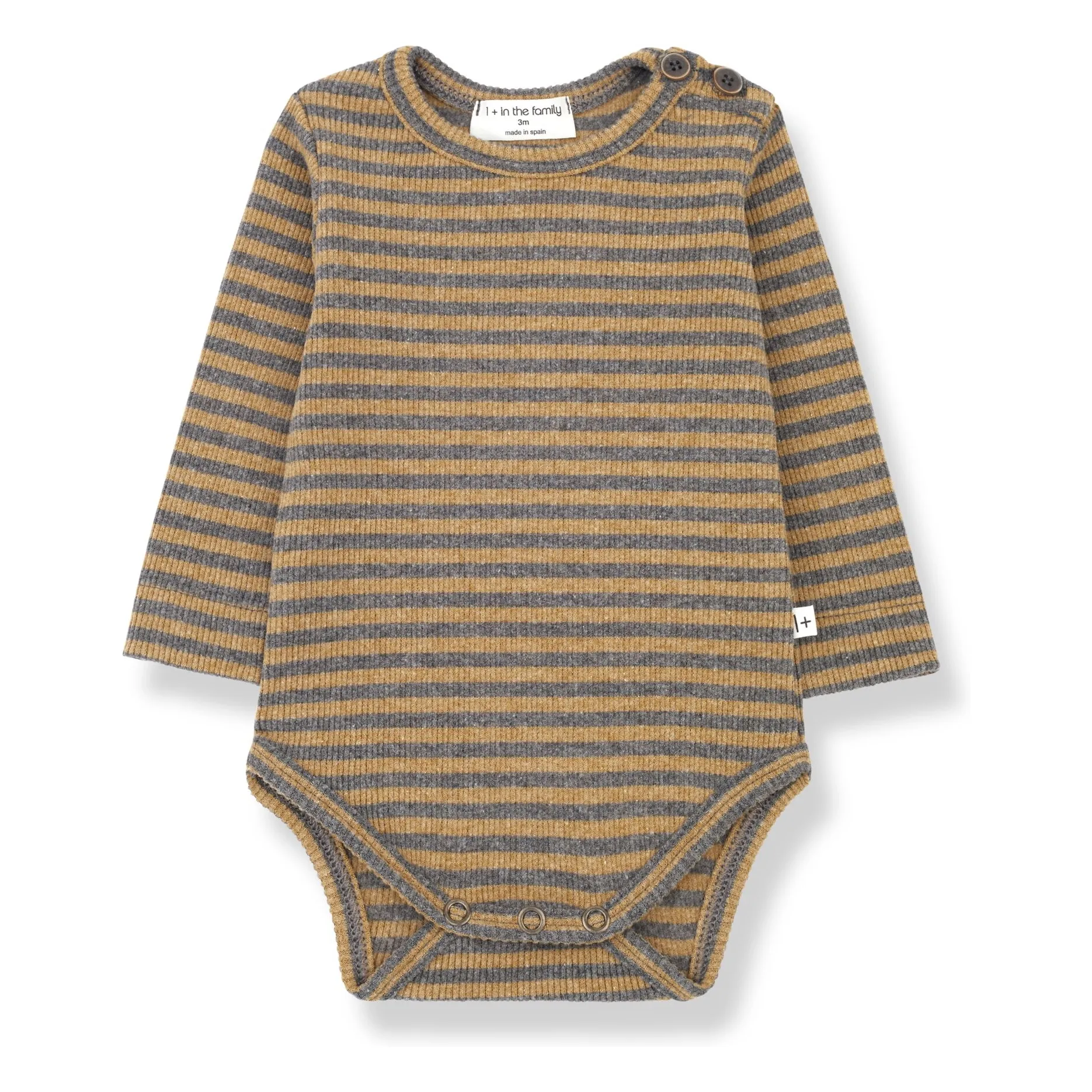 1+ In The Family Ochre Striped Adam Bodysuit