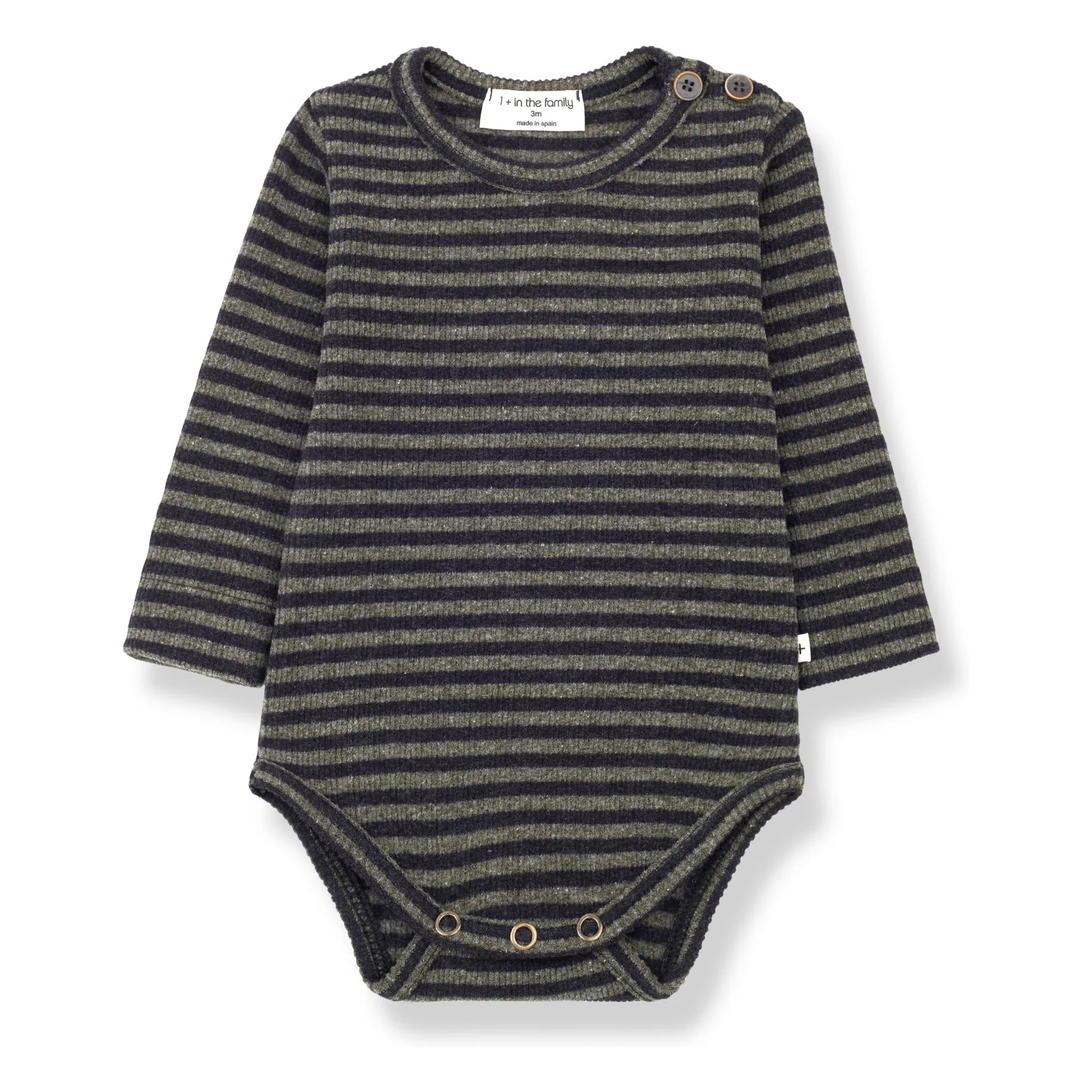 1+ In The Family Khaki Striped Adam Bodysuit