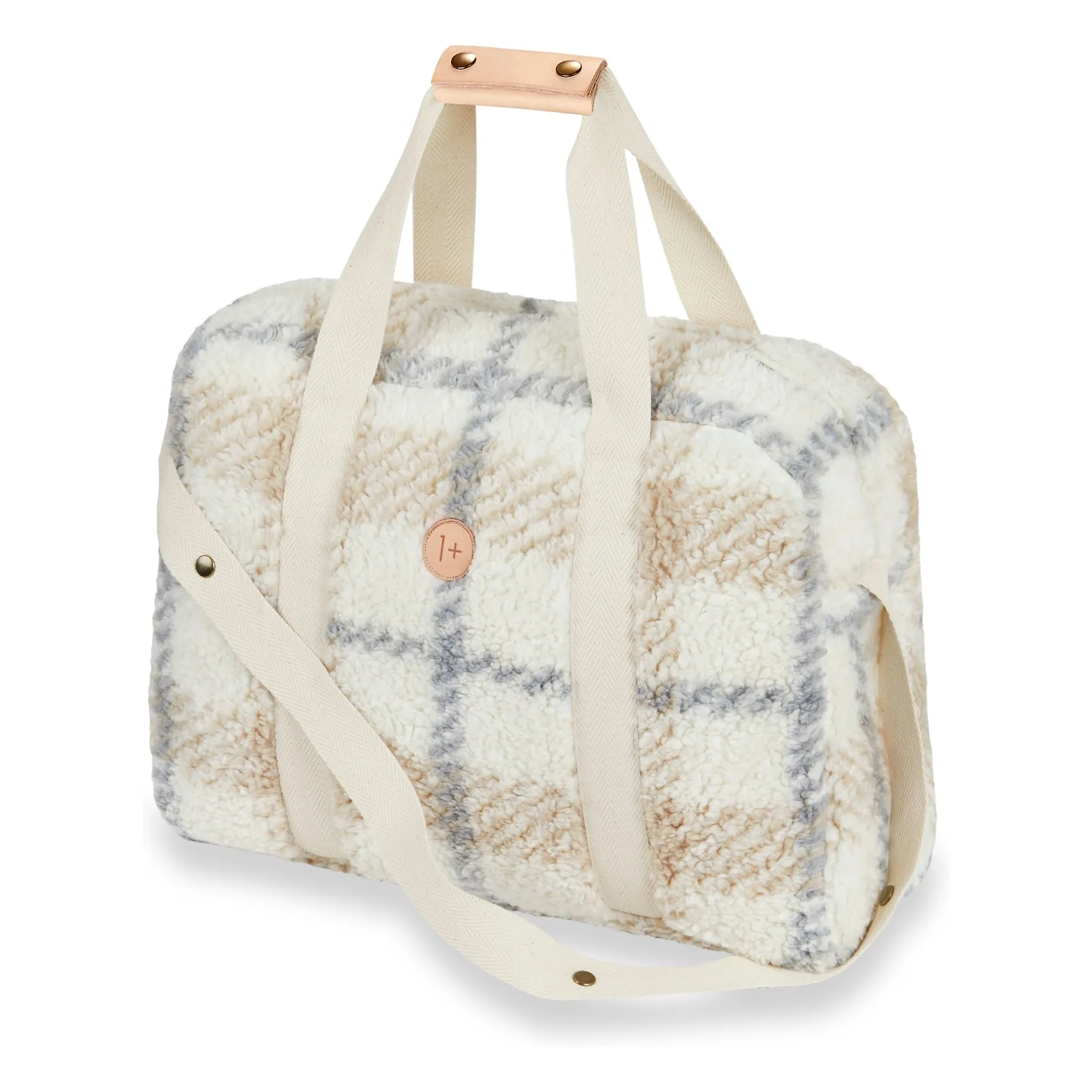 1+ In The Family Ecru Furry Carreaux Bag