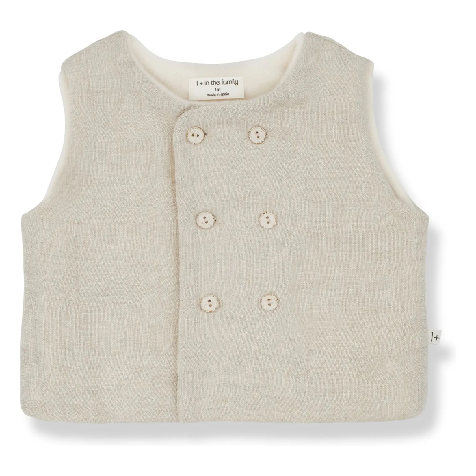 1+ In The Family Unisex Beige Elias Linen And Bamboo Vest