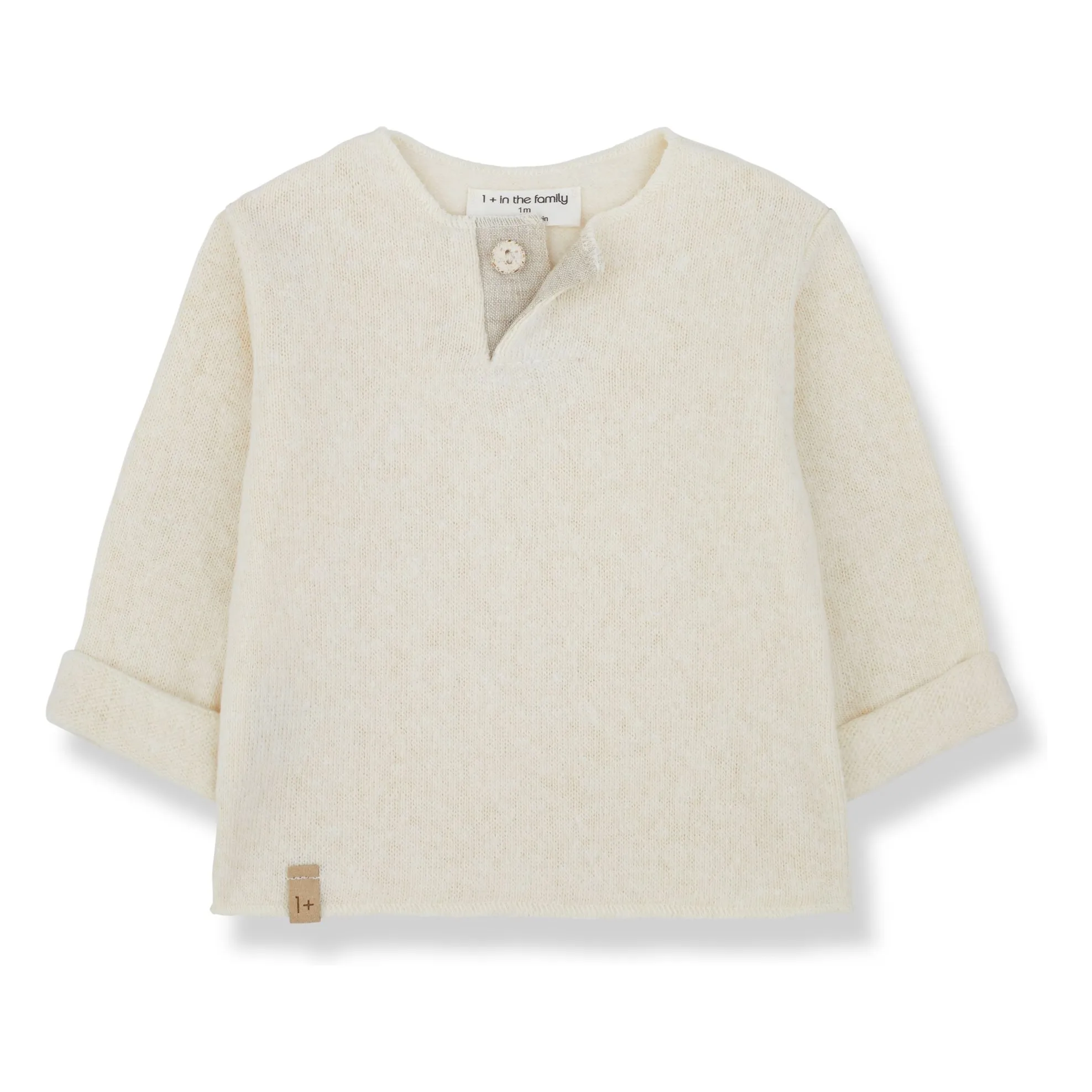 1+ In The Family Ecru Mateu Fleece And Linen T-Shirt