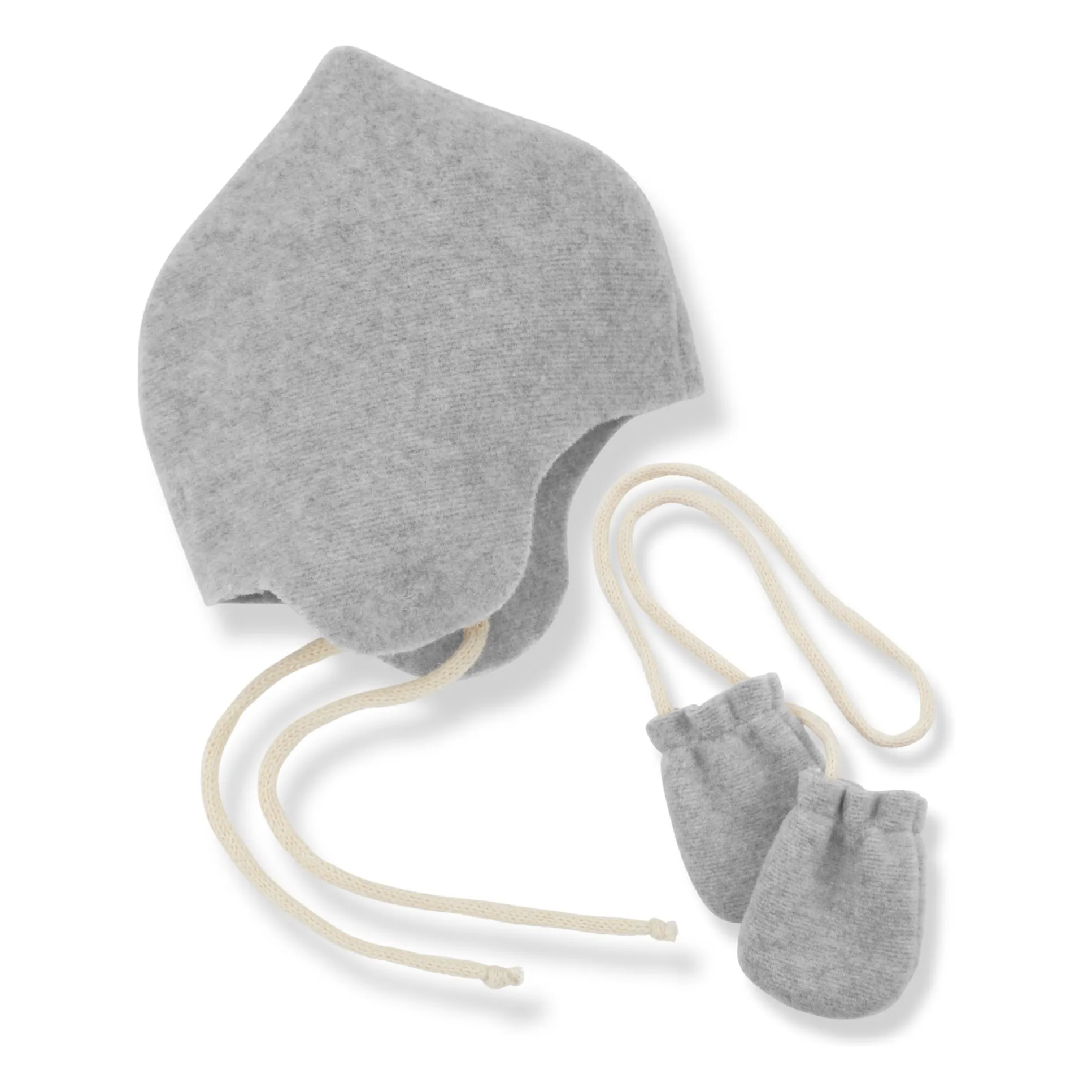 1+ In The Family Light Grey Tanit Béguin And Mittens Set