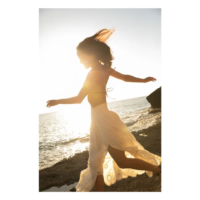Long embroidered skirt in organic cotton | Off white