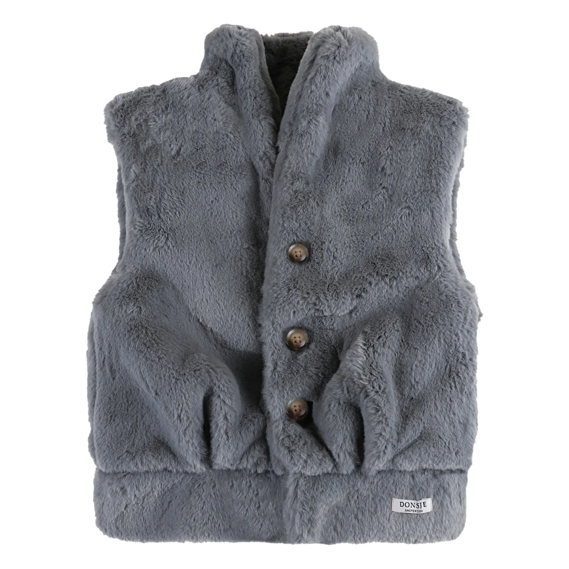 Donsje Grey Blue Juline Teddy Sleeveless Jacket