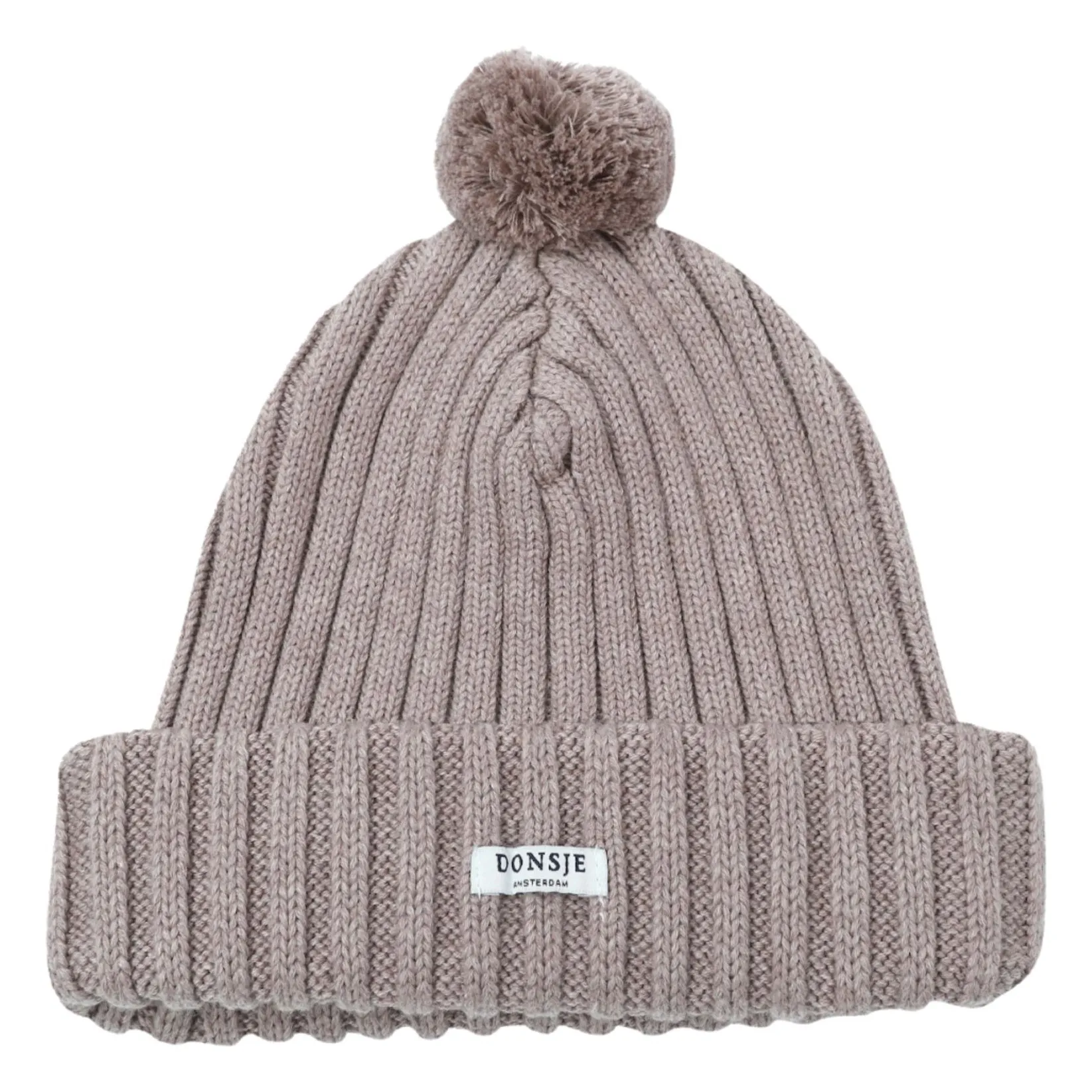 Donsje Taupe Grey Pompom Hat