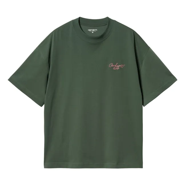 T-Shirt Signature Script Bio-Baumwolle | Waldgrün