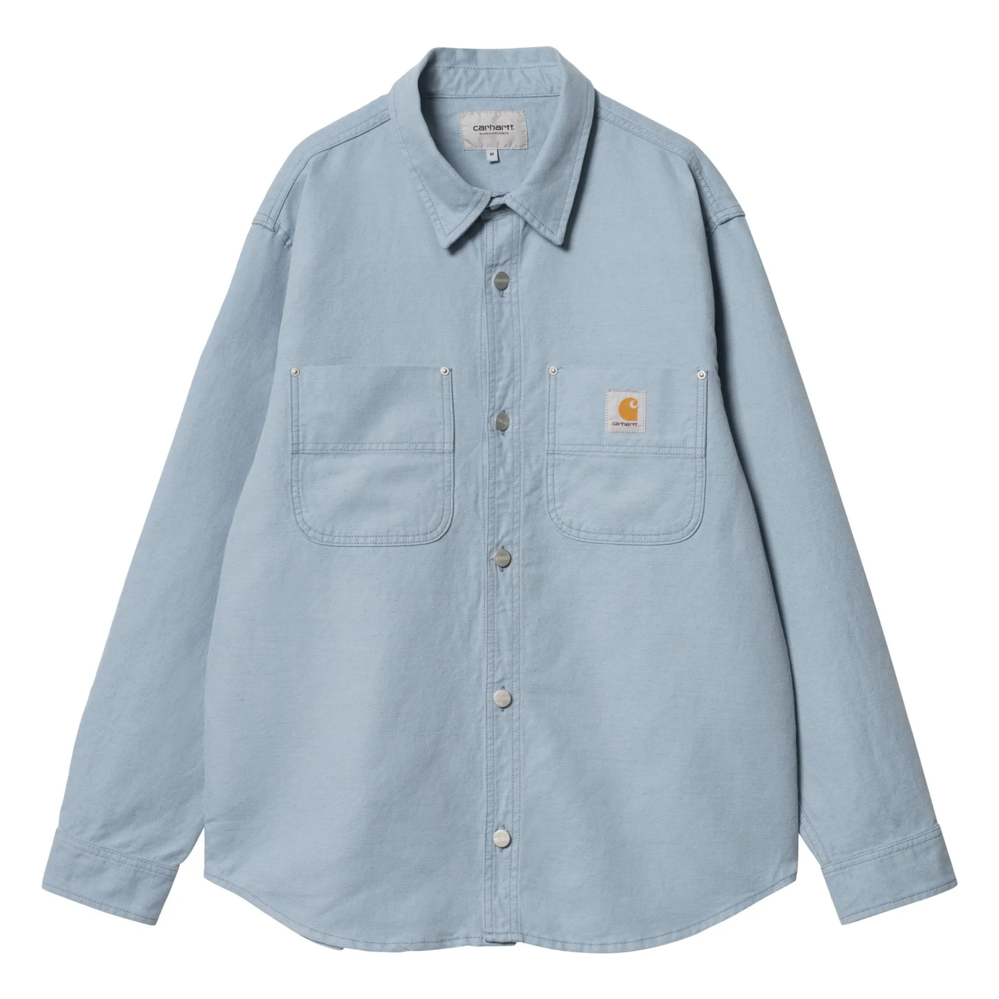 Carhartt Wip Grey Blue Walter Cotton And Linen Overshirt
