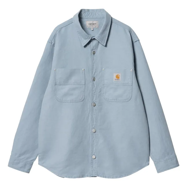 Sobrecamisa Walter de algodón y lino | Azul Gris