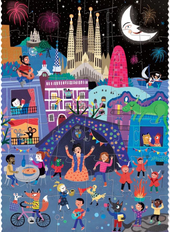 Puzzle recto verso Nuit Jour Barcelona