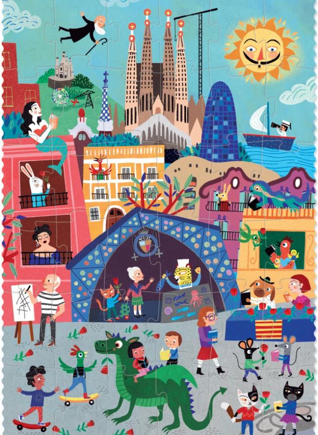 Puzzle recto verso Nuit Jour Barcelona