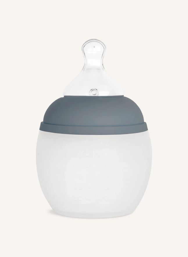 Biberon en silicone médical et tétine physiologique | Bleu gris
