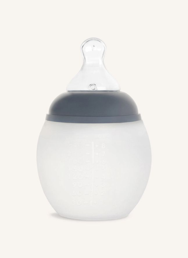 Biberon en silicone médical et tétine physiologique | Bleu gris