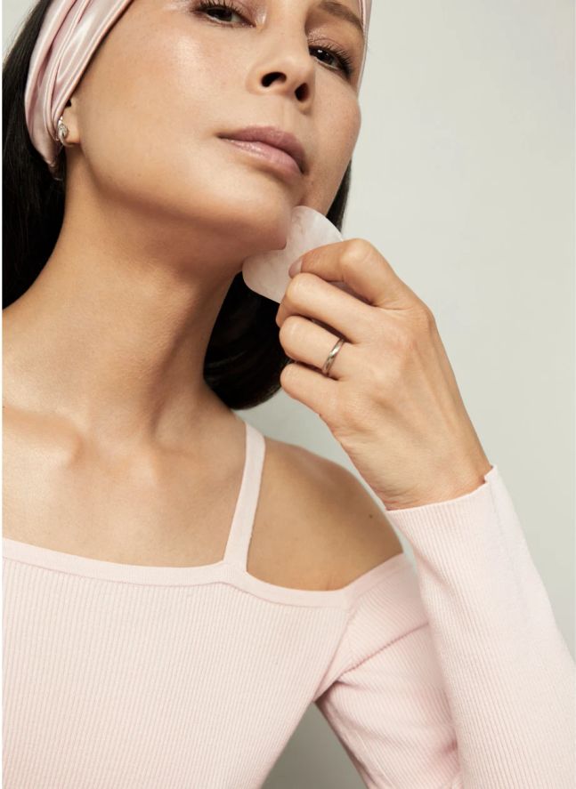 Gua Sha visage en Quartz Rose