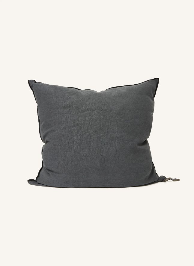 Coussin Vice versa black line en lin lavé stone washed | Charbon
