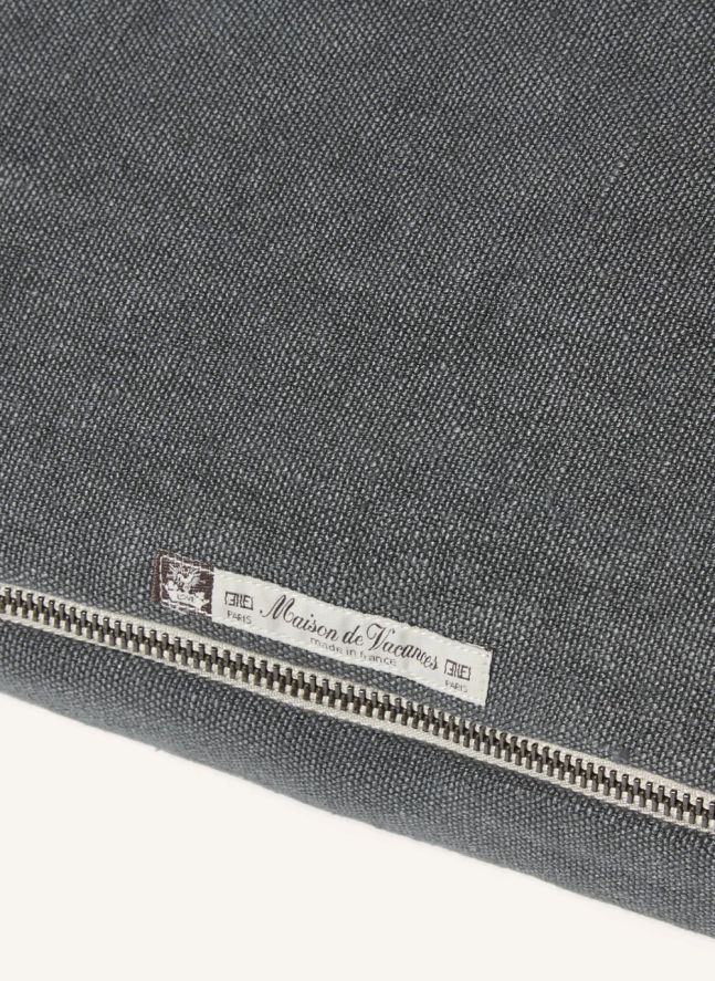 Coussin Vice versa black line en lin lavé stone washed | Charbon