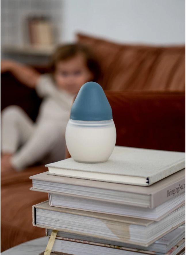 Biberon en silicone médical et tétine physiologique | Bleu gris