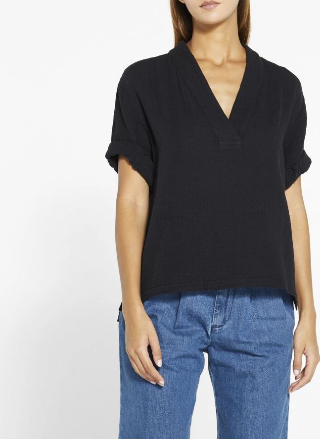 Top Avery Gaze de Coton | Noir