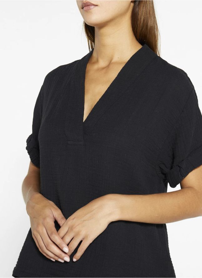Top Avery Gaze de Coton | Noir