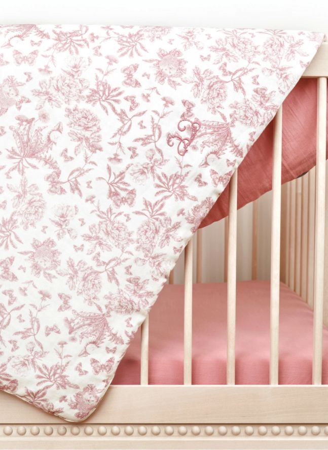 Couverture Toile de Jouy | Rose pêche