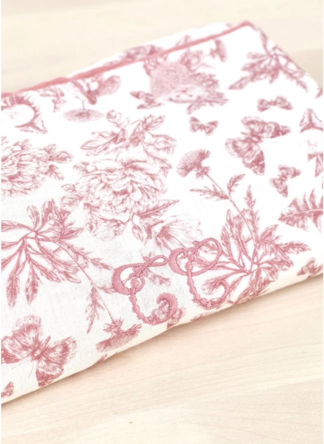 Couverture Toile de Jouy | Rose pêche