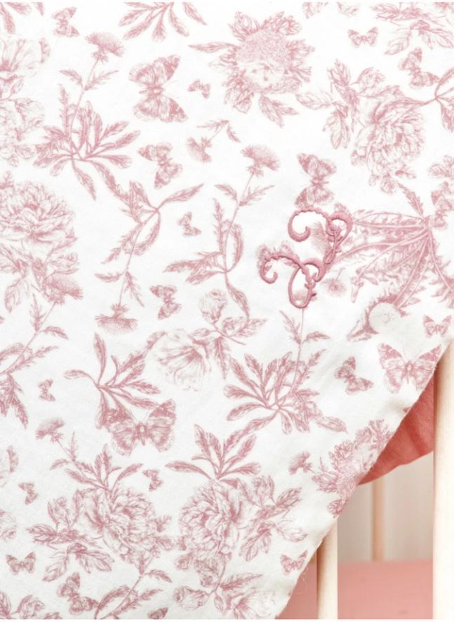Couverture Toile de Jouy | Rose pêche