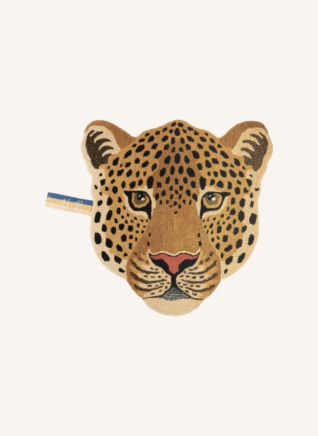 Tapis tête de léopard en laine Himani  | Marron