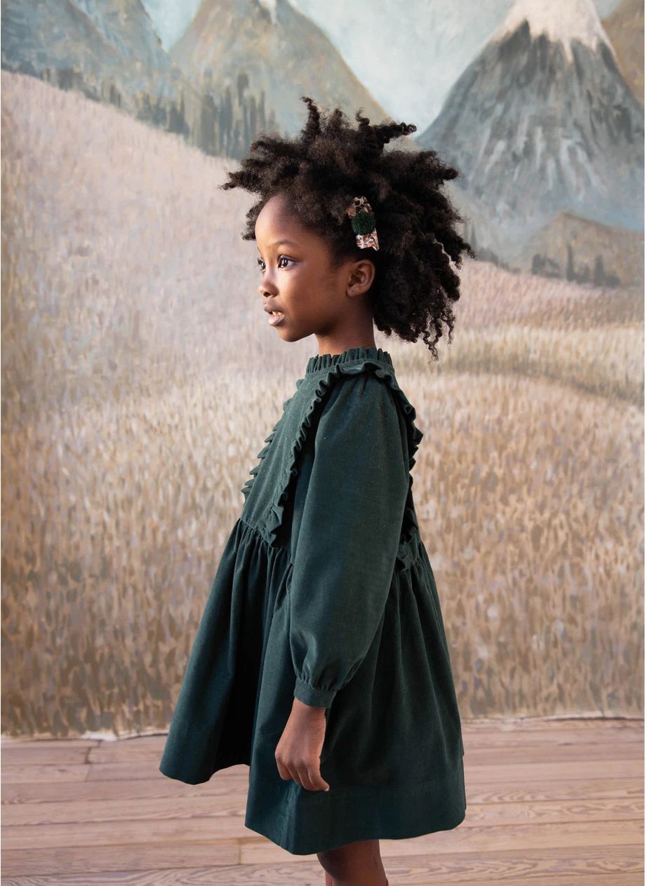 Vestido de terciopelo Percy | Verde Oscuro- Imagen del producto n°3