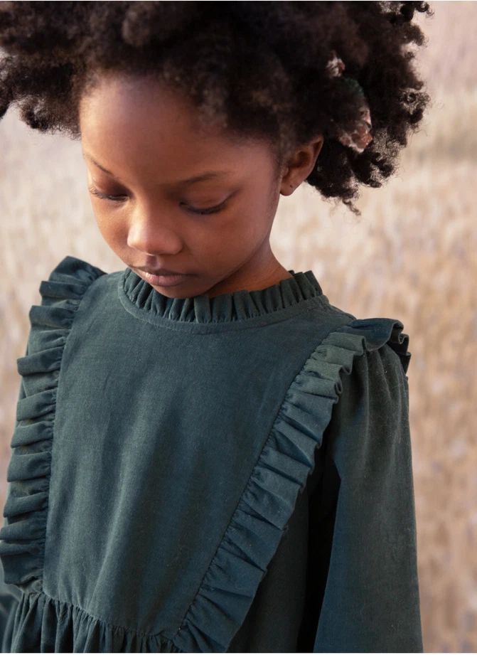 Vestido de terciopelo Percy | Verde Oscuro- Imagen del producto n°4