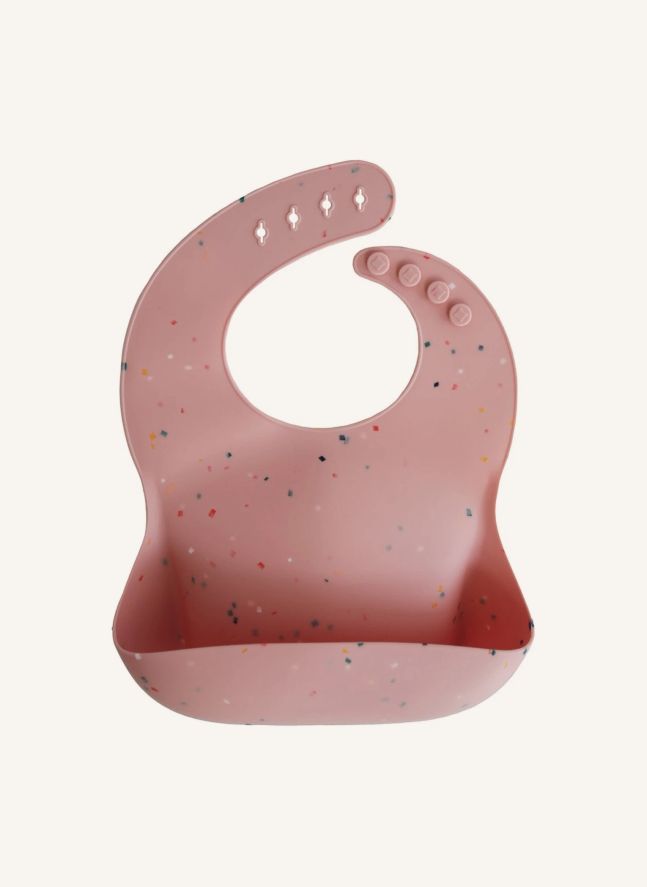 Bavoir Confettis en silicone | Rose