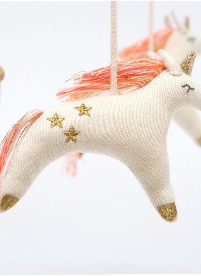 Mobile licorne en coton bio