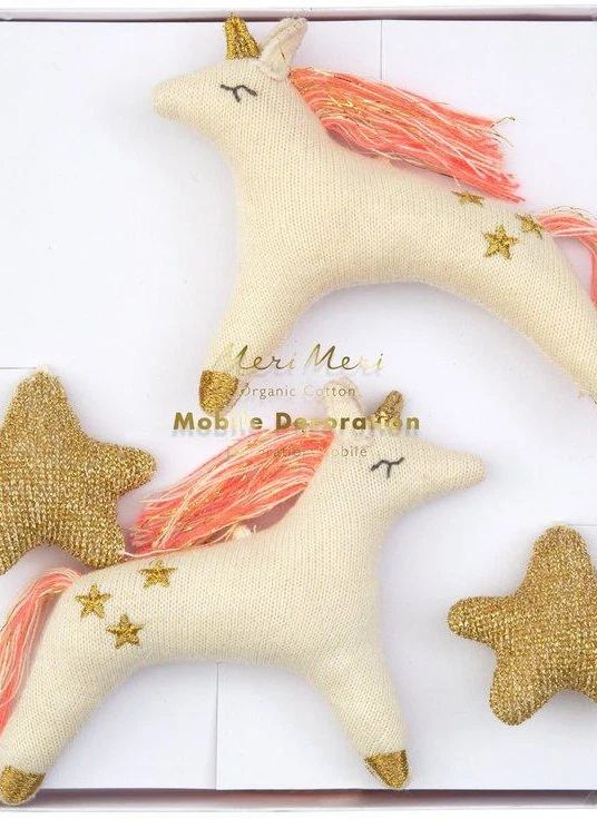 Mobile licorne en coton bio