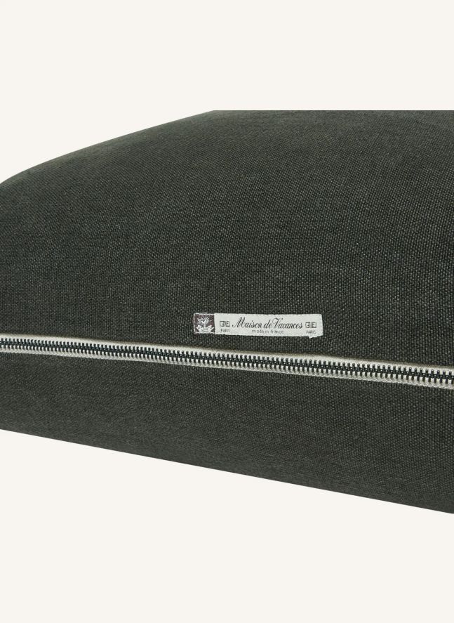 Coussin Vice versa black line en lin lavé stone washed | Asphalte