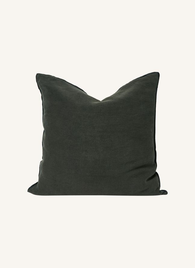 Coussin Vice versa black line en lin lavé stone washed | Asphalte