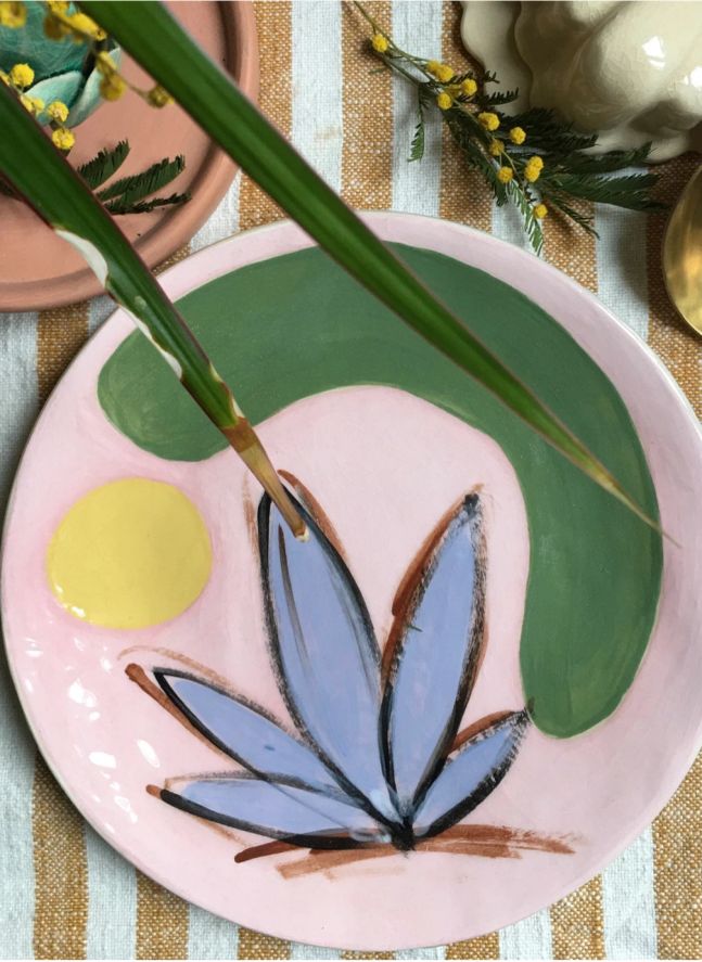 Daphné Flower Ceramic Plate | Pink