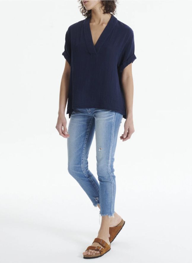 Top Avery Gaze de Coton | Bleu marine