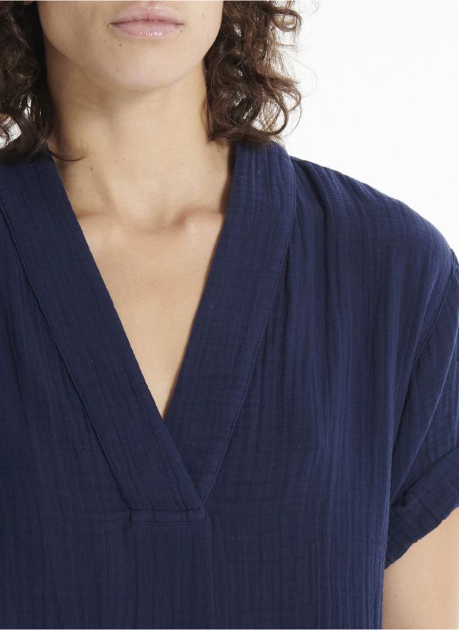 Top Avery Gaze de Coton | Bleu marine