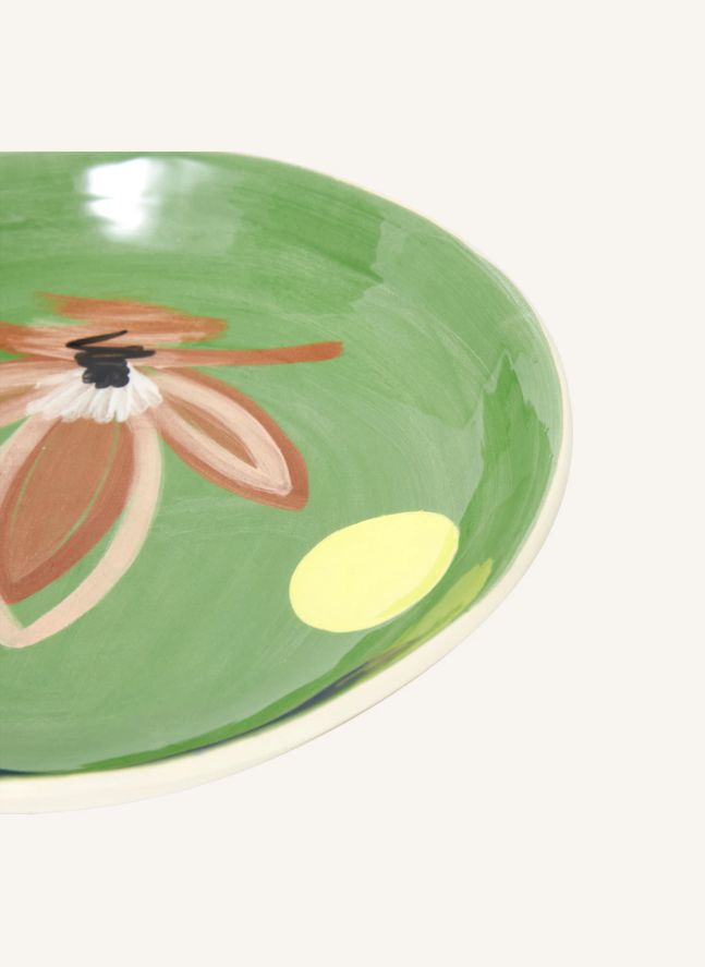 Daphné Flower Ceramic Shallow Bowl | Green