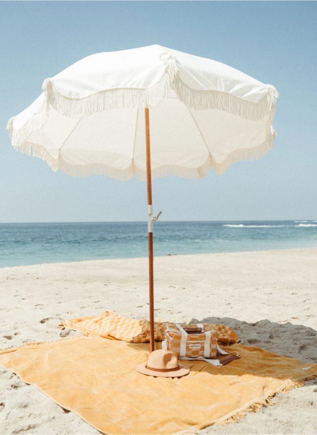 Parasol frangé Premium | Blanc