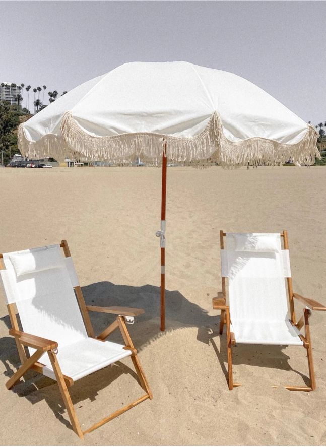 Parasol frangé Premium | Blanc