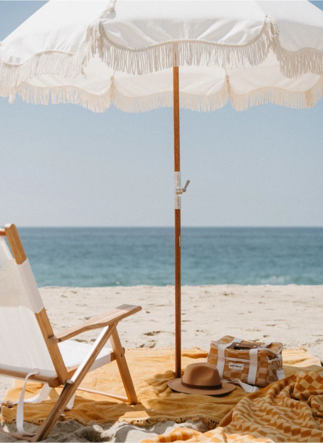 Parasol frangé Premium | Blanc