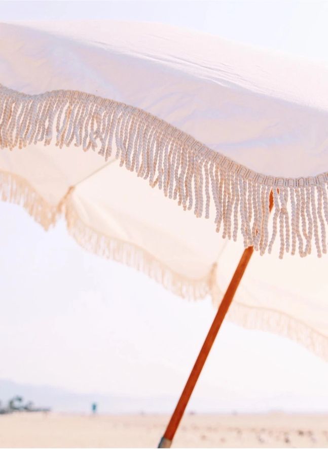 Parasol frangé Premium | Blanc