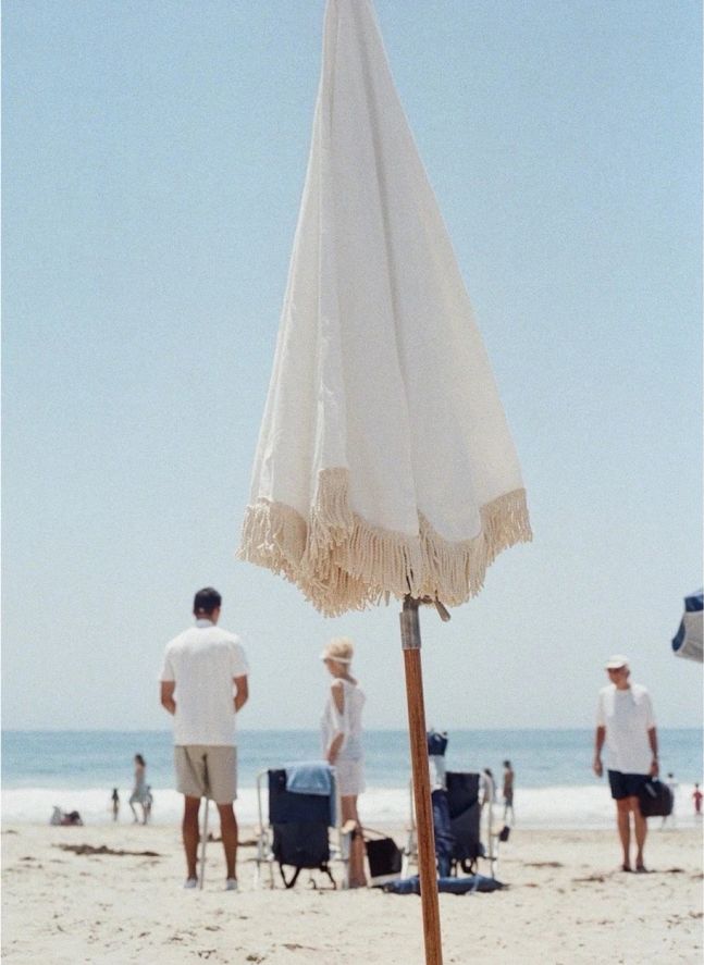 Parasol frangé Premium | Blanc