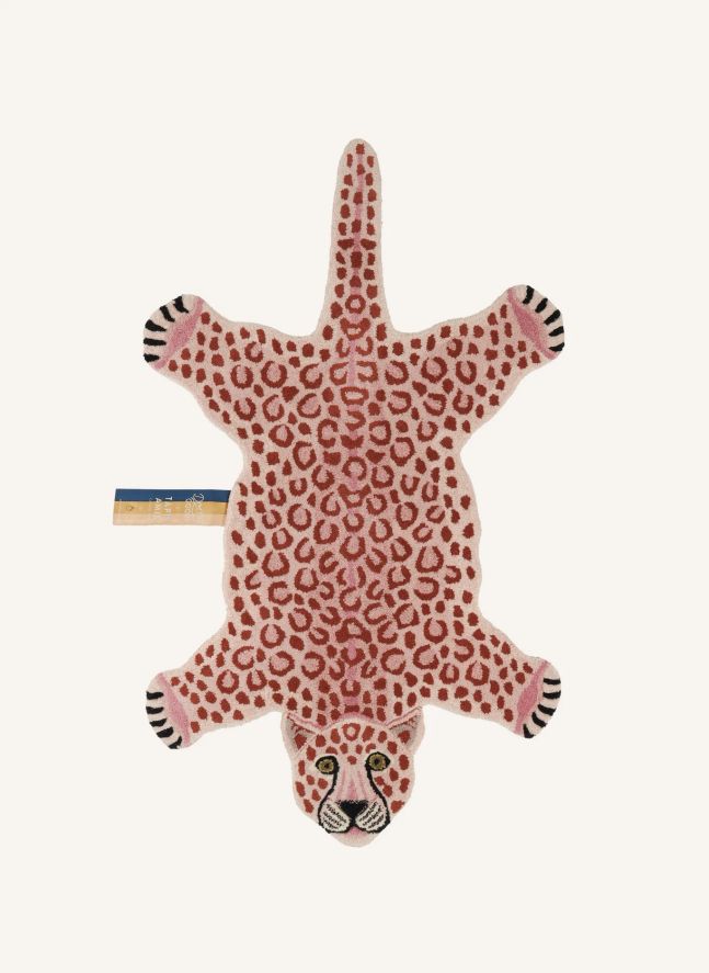 Tapis léopard en laine | Rose