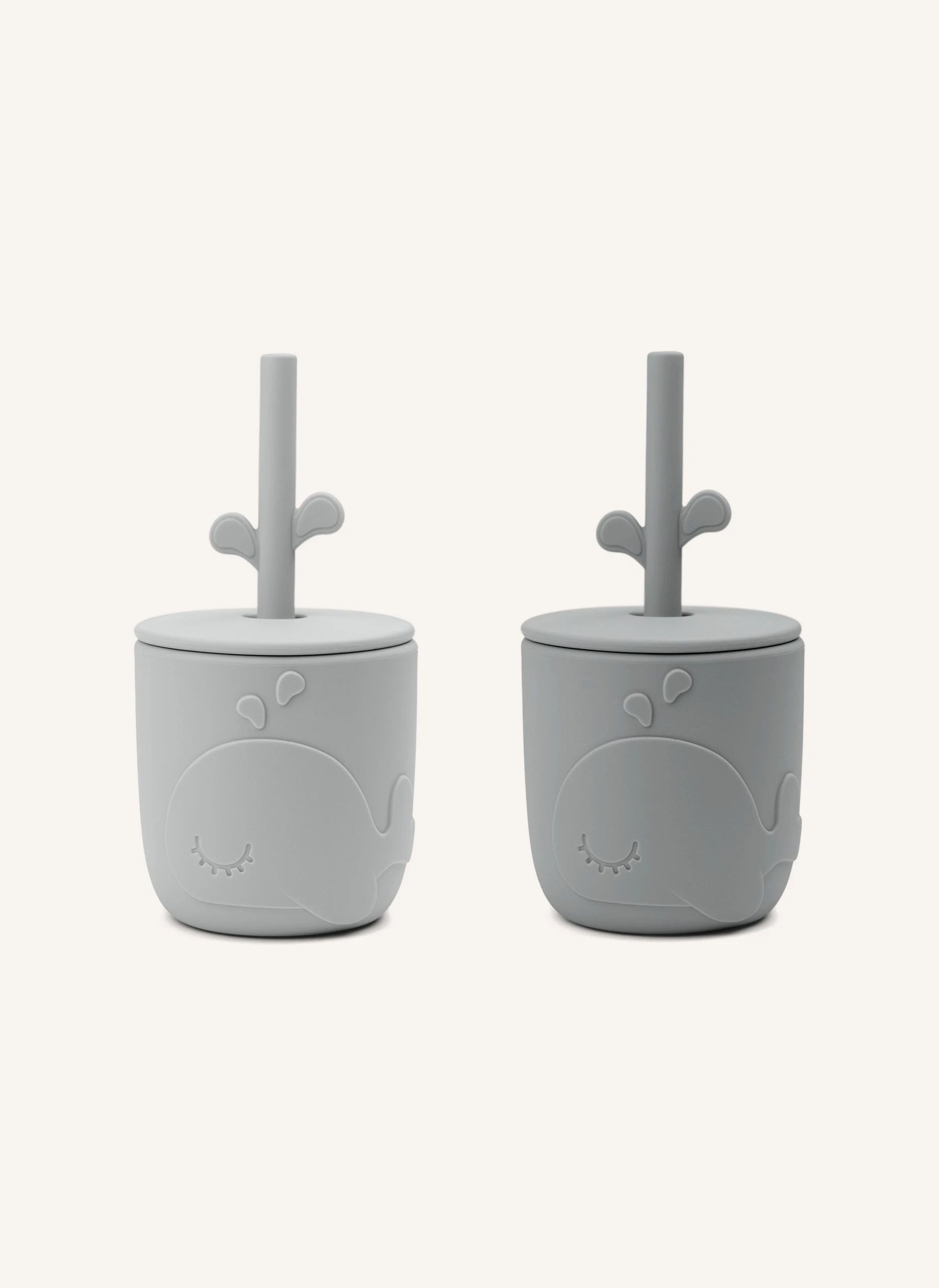 Gobelet et paille Wally - Set de 2 | Gris- Image produit n°0