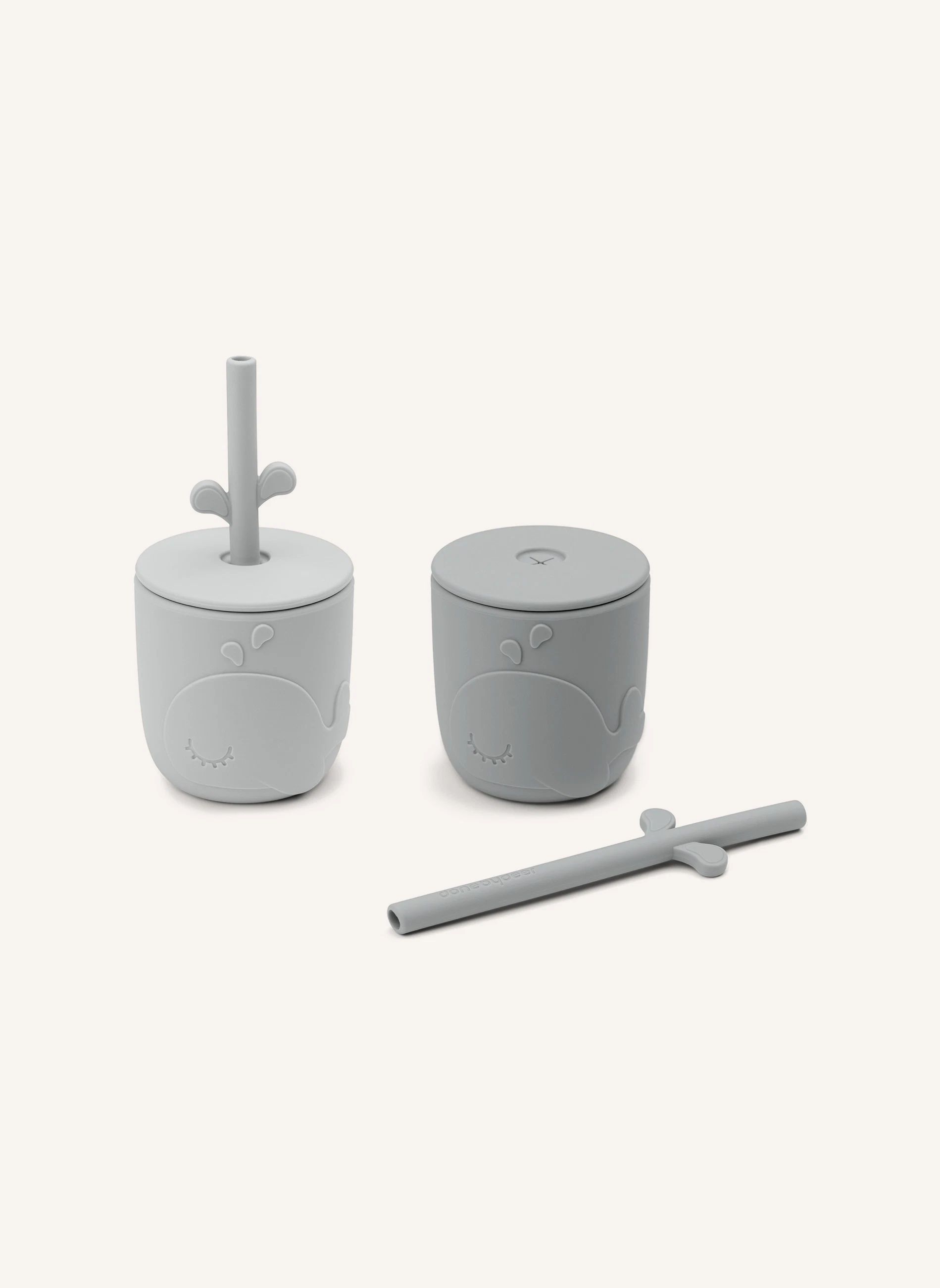 Gobelet et paille Wally - Set de 2 | Gris- Image produit n°1