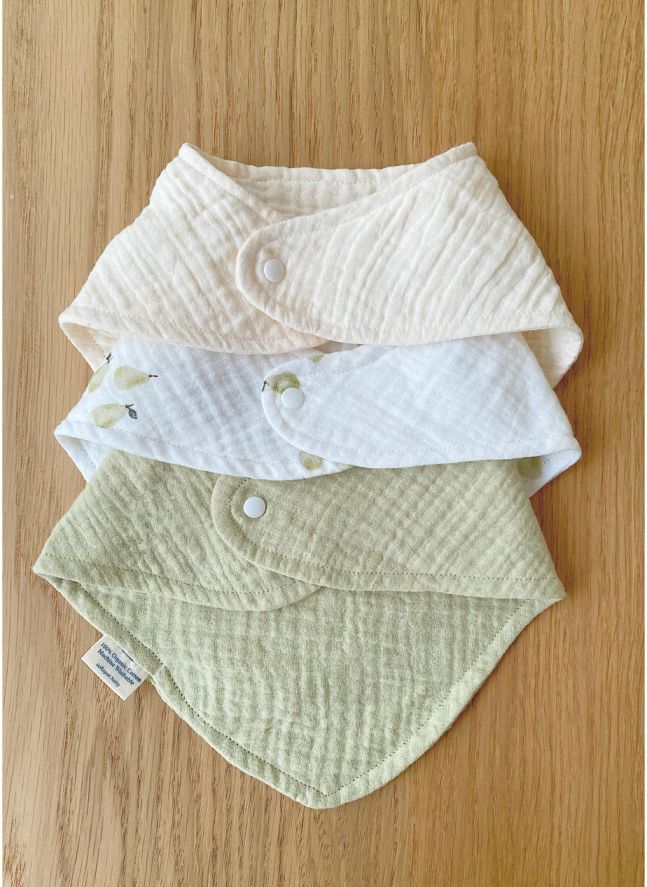 Bavoirs bandana Garden en coton bio - Set de 3 | Garden