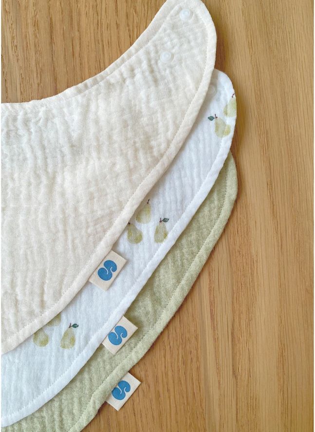 Bavoirs bandana Garden en coton bio - Set de 3 | Garden