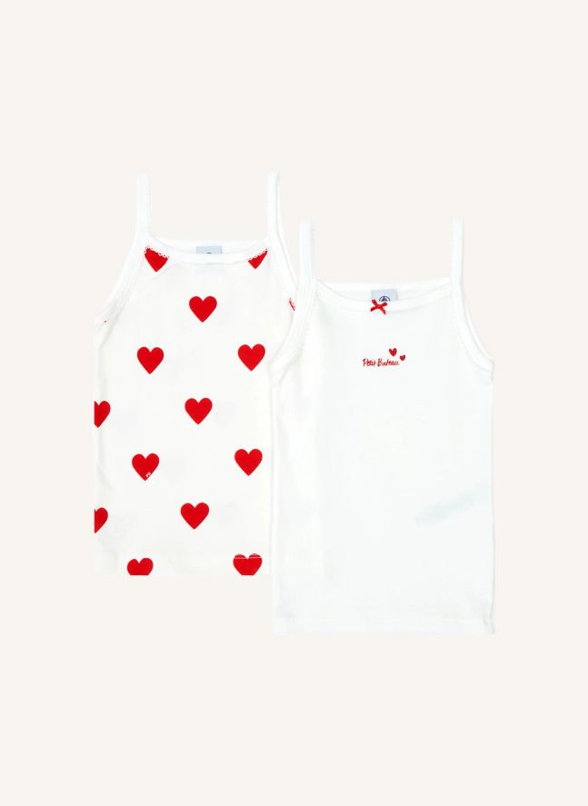 Lot 2 Débardeurs Cœur Coton Bio | Blanc